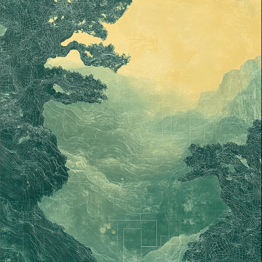 Green landscape and vegetation study illustration.