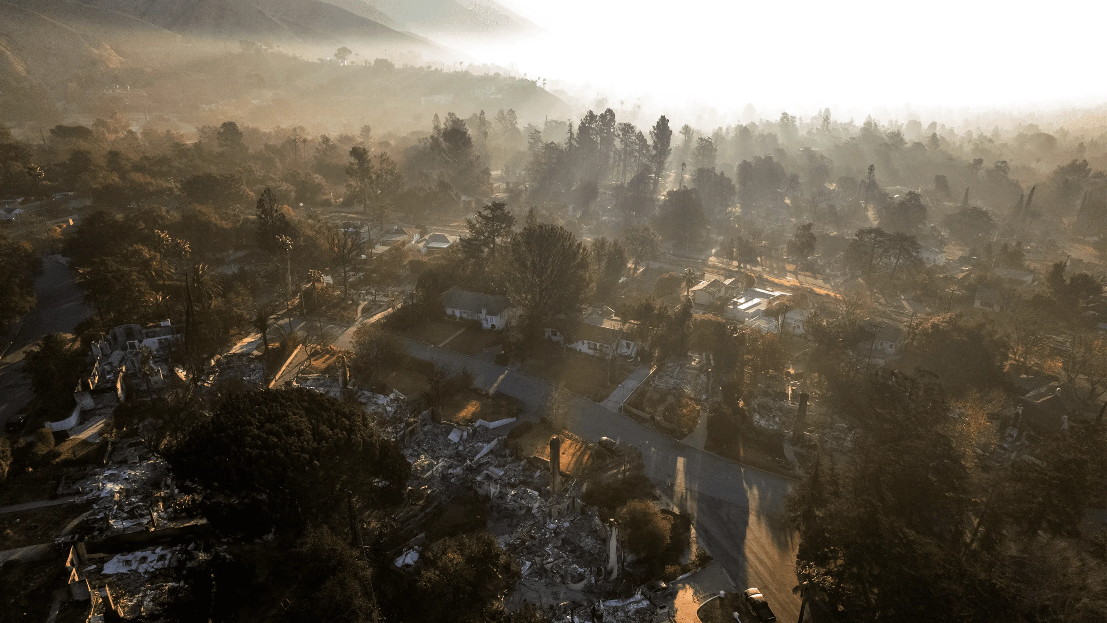 Los Angeles hillside neighborhood under wildfire risk